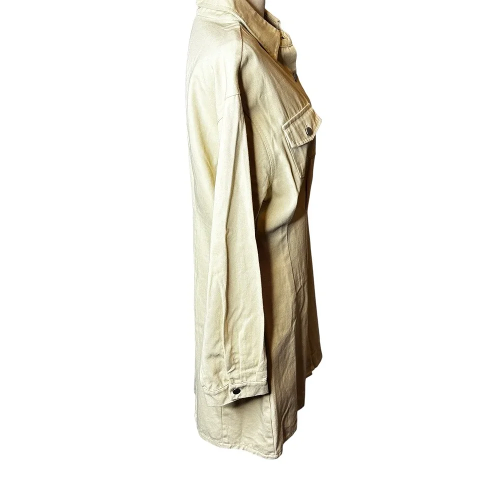 HYFVE Khaki Shirt Dress Long Sleeve Button Down‎ Collared Pockets Womens - Picture 3 of 11